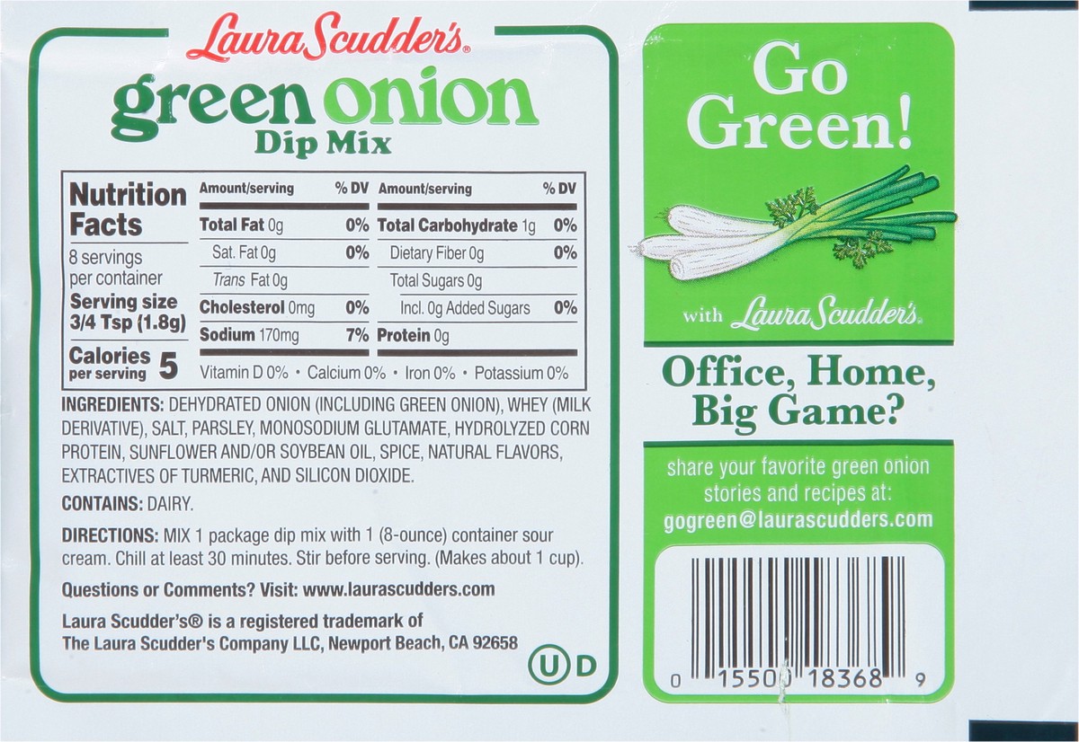 slide 2 of 9, Laura Scudder's Green Onion Dip Mix 0.5 oz, 0.5 oz