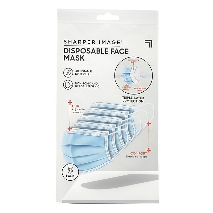 slide 1 of 3, Sharper Image 3-Layer Face Mask, 5 ct