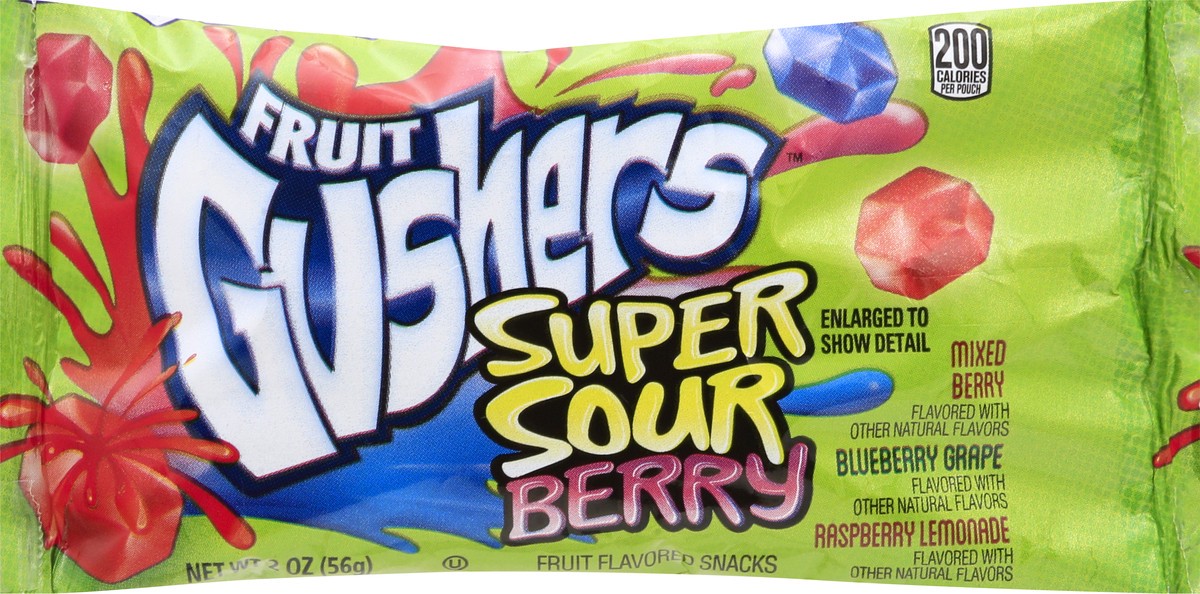 slide 9 of 10, Fruit Gushers Fruit Flavored Snacks, Super Sour Berry, 2 oz