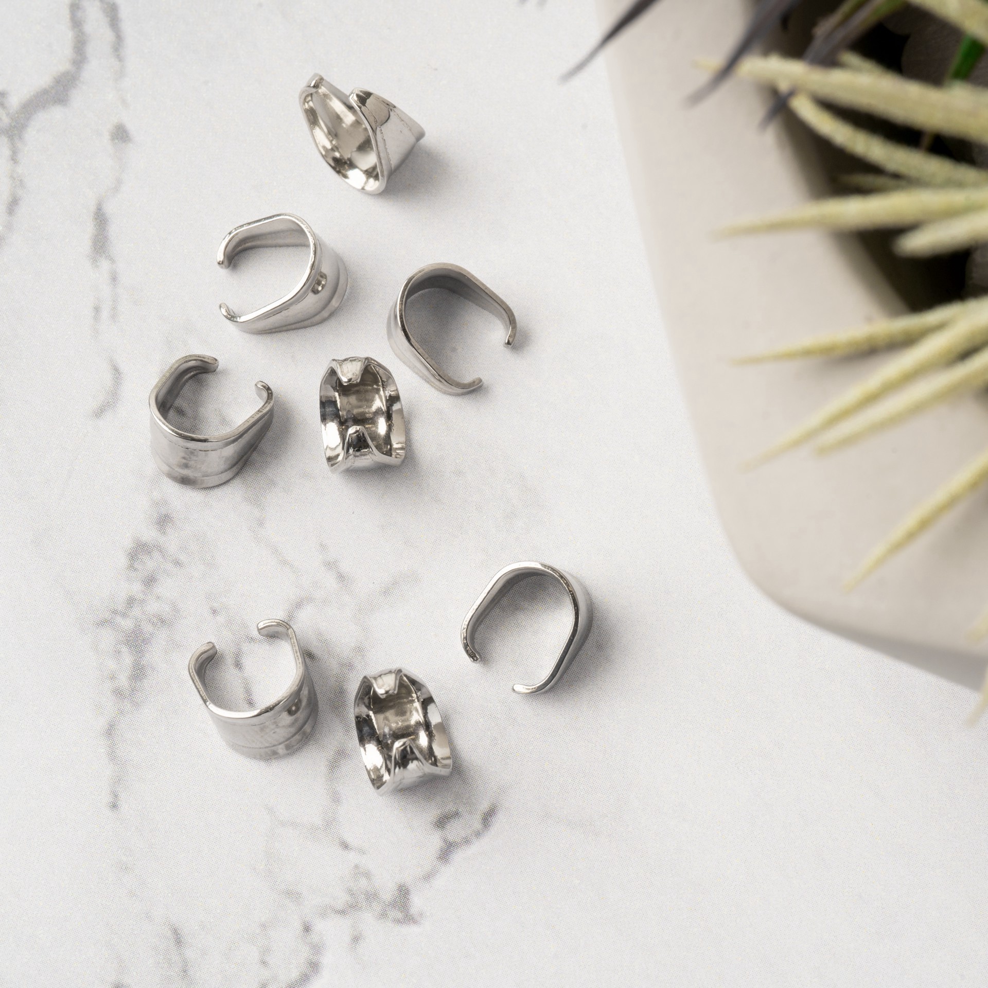 slide 3 of 3, 10mm Stainless Steel Pinch Bails By Bead Landing, 10mm