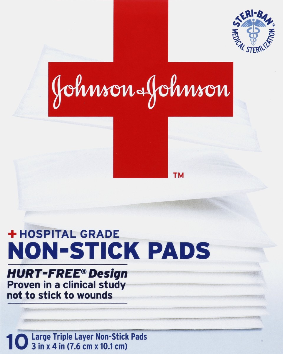 slide 1 of 6, Johnson & Johnson Non-Stick Pads 10 ea, 10 ct