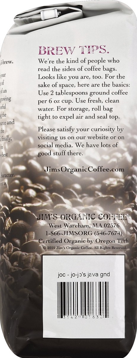 slide 4 of 4, Jim's Organic Coffee Coffee, Ground, Medium/Light, Jo-Jo's Java - 12 oz, 12 oz