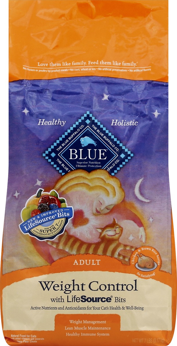 slide 5 of 6, Blue Buffalo Tastefuls Weight Control Natural Adult Dry Cat Food, Chicken 7lb bag, 7 lb