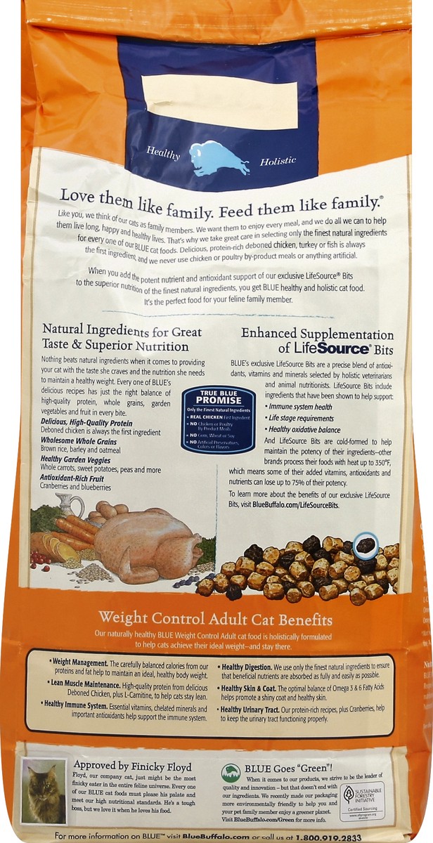 slide 6 of 6, Blue Buffalo Tastefuls Weight Control Natural Adult Dry Cat Food, Chicken 7lb bag, 7 lb