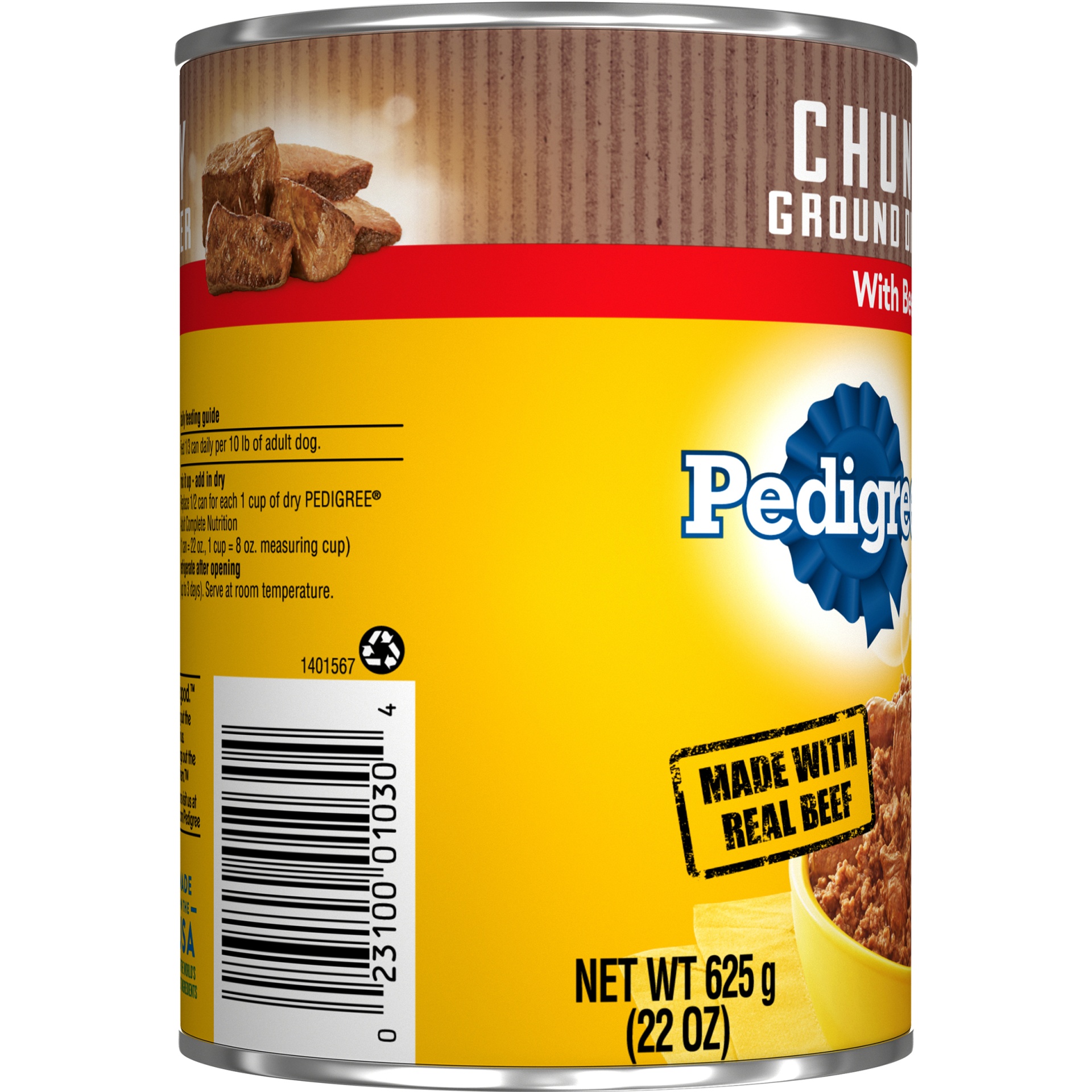 slide 2 of 7, Pedigree Meaty Ground Dinner With Chunky Beef Canned Dog Food, 22 oz
