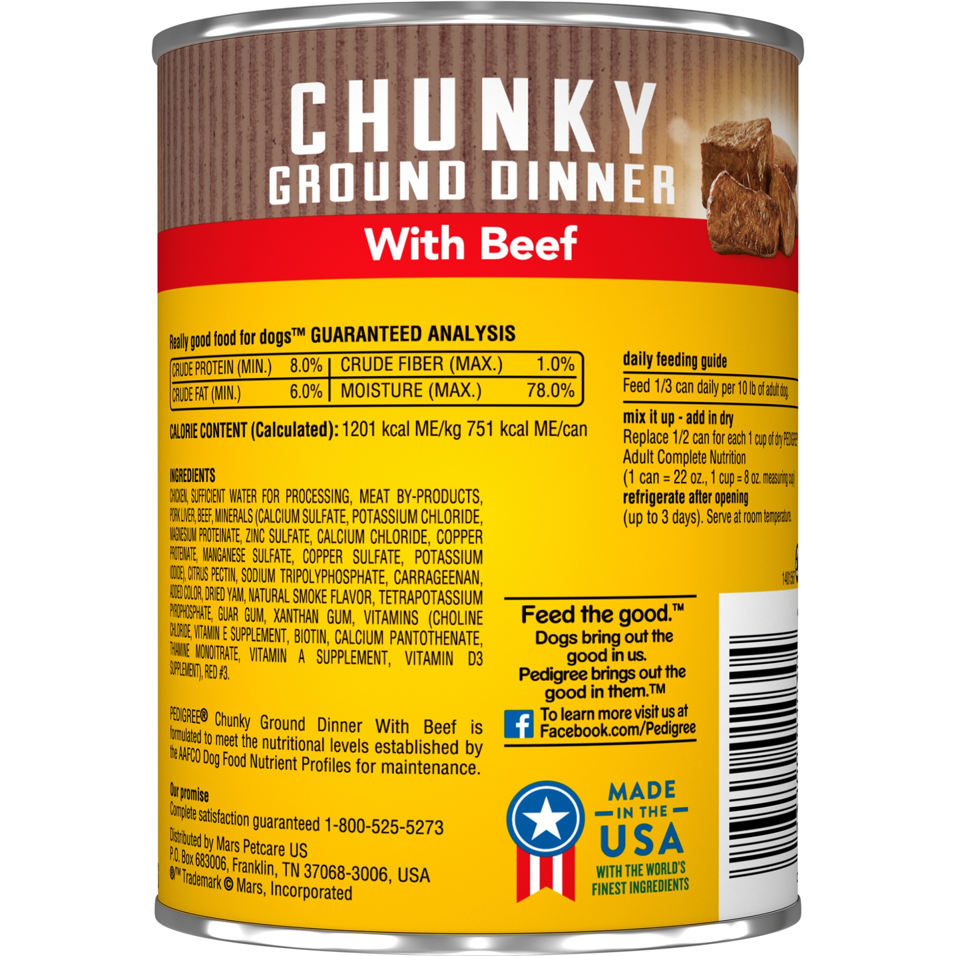 slide 4 of 7, Pedigree Meaty Ground Dinner With Chunky Beef Canned Dog Food, 22 oz