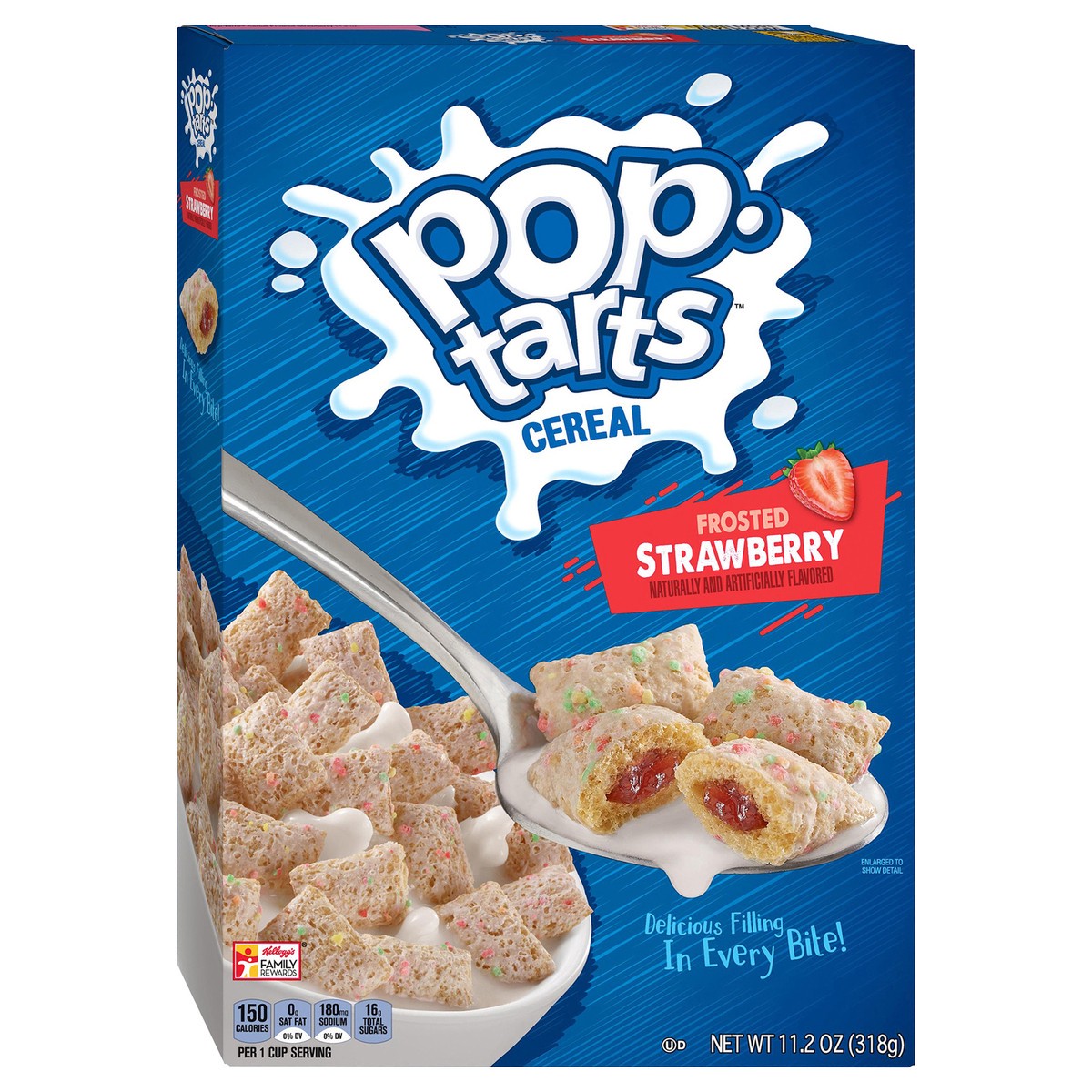 slide 2 of 10, Kellogg's Pop-Tarts Frosted Strawberry Breakfast Cereal, 11.2 oz