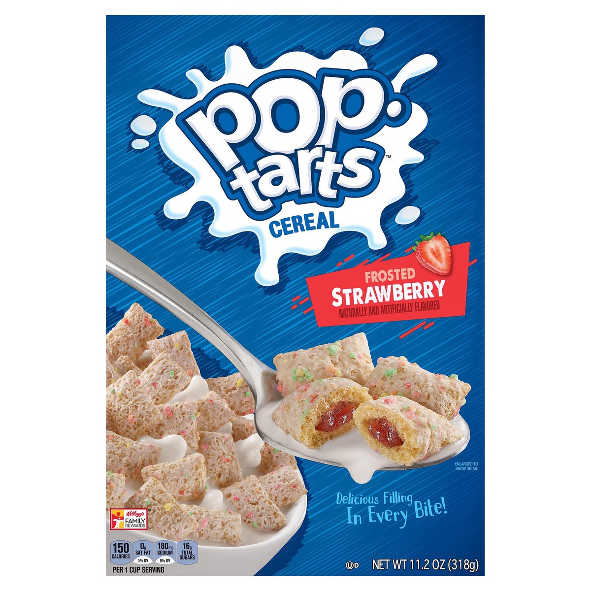 slide 10 of 10, Kellogg's Pop-Tarts Frosted Strawberry Breakfast Cereal, 11.2 oz