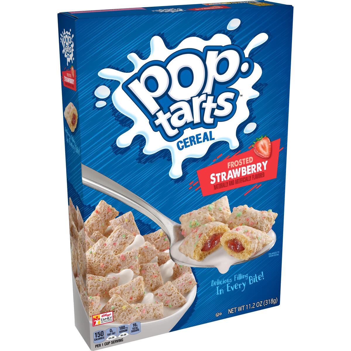slide 1 of 10, Kellogg's Pop-Tarts Frosted Strawberry Breakfast Cereal, 11.2 oz