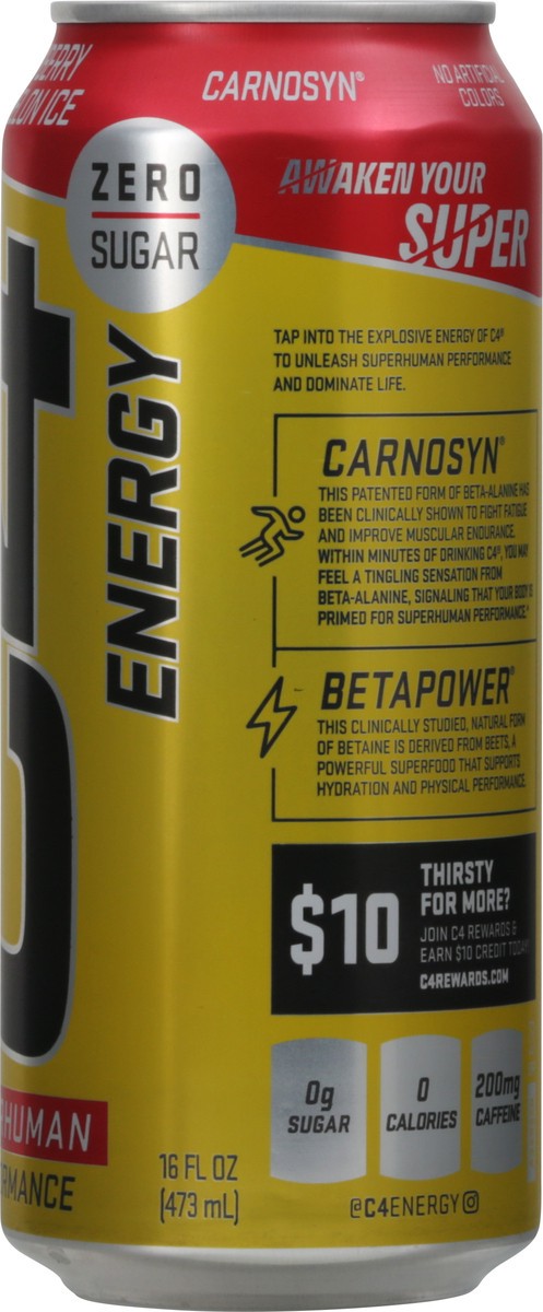 slide 4 of 12, C4 Energy, C4 Energy - Yellow Can, Carbonated, Strawberry Watermelon Ice, 16 oz