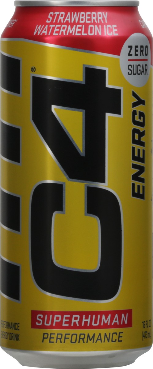 slide 10 of 12, C4 Energy, C4 Energy - Yellow Can, Carbonated, Strawberry Watermelon Ice, 16 oz