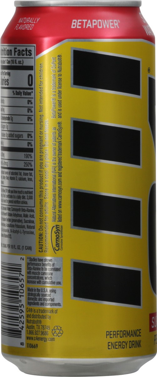 slide 11 of 12, C4 Energy, C4 Energy - Yellow Can, Carbonated, Strawberry Watermelon Ice, 16 oz