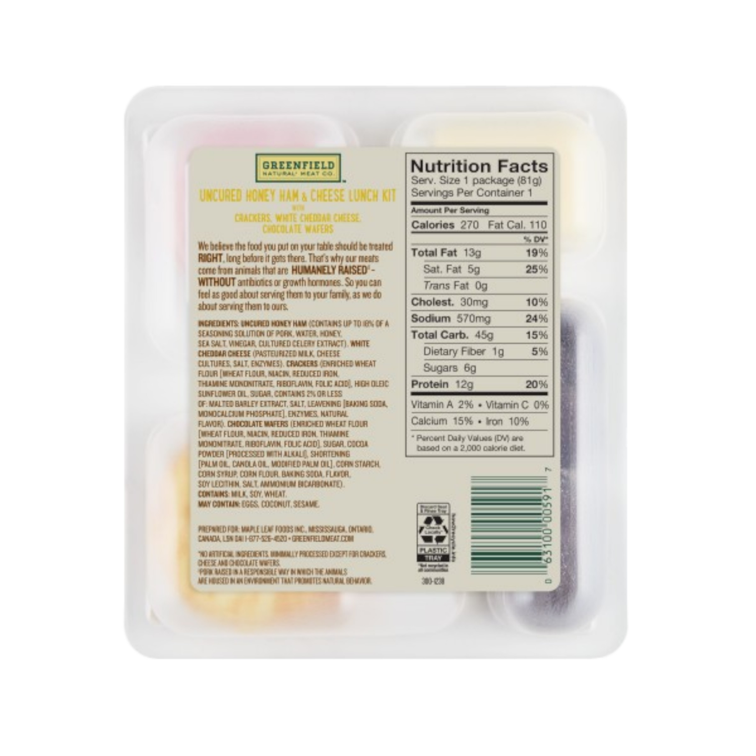 slide 2 of 2, Greenfield Lunch Kit Honey Ham/Cheese 2.9 Oz, 2.9 oz