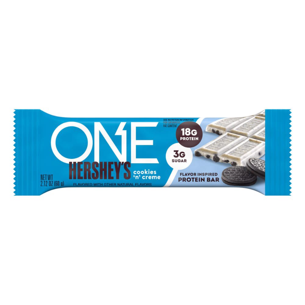 slide 1 of 3, ONE HERSHEY'S Cookies 'n' Creme Flavored Protein Bar, 2.12 oz, 2.12 oz