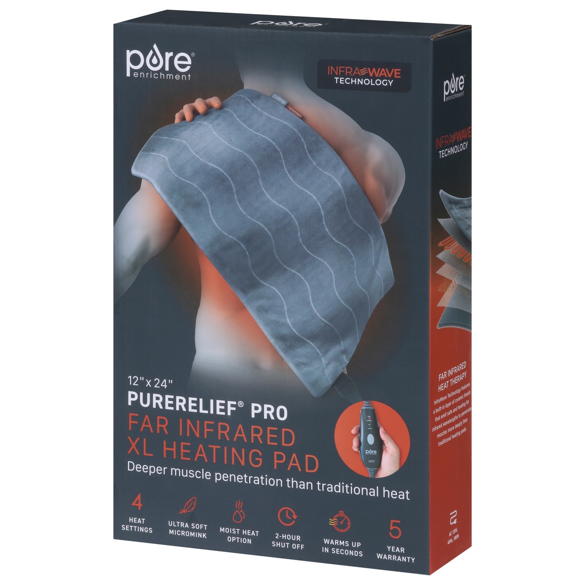 slide 3 of 9, Pure Enrichment Far Infrared Heating Pad XL 1 ea, 1 ct