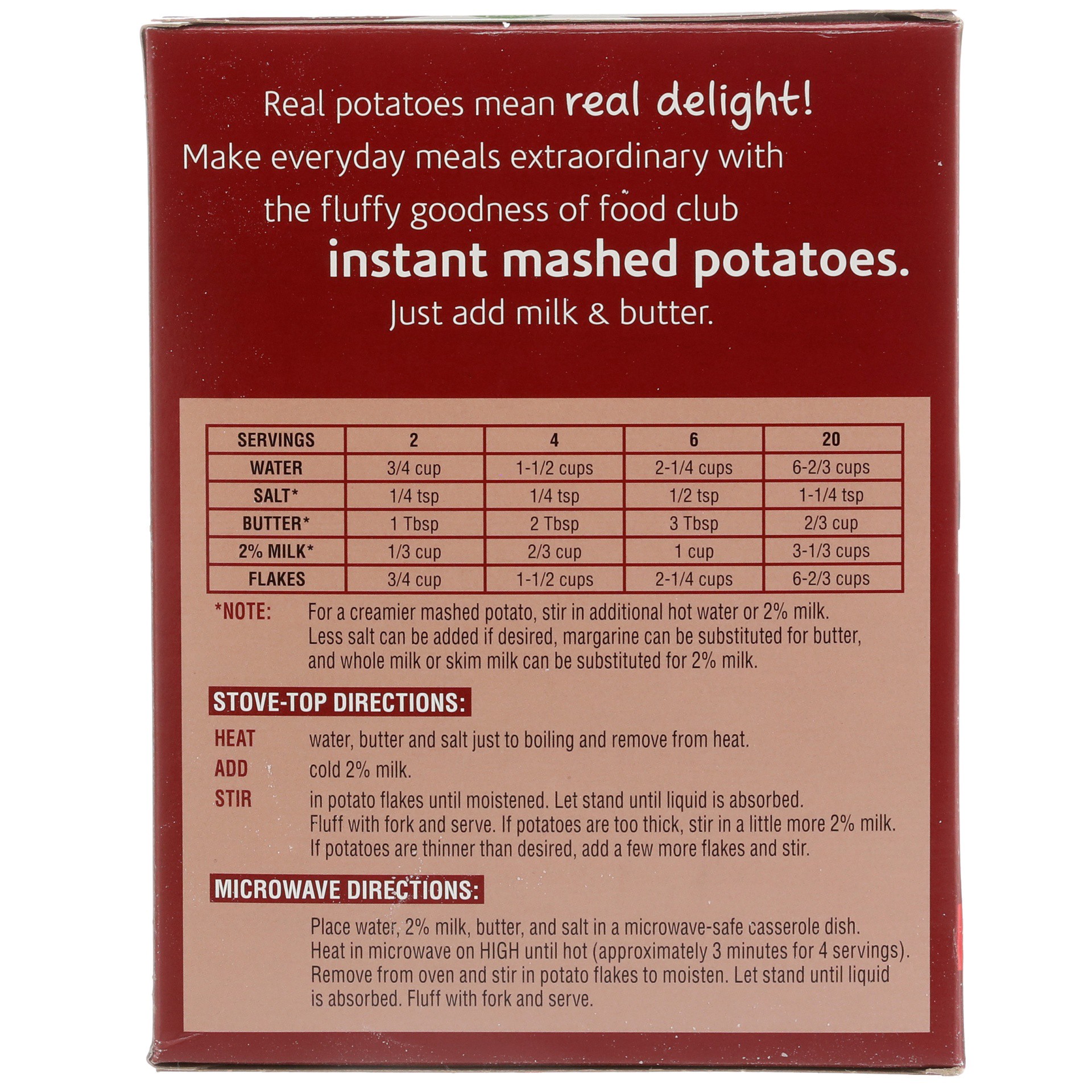 slide 5 of 6, Food Club Instant Potatoes, 13.3 oz