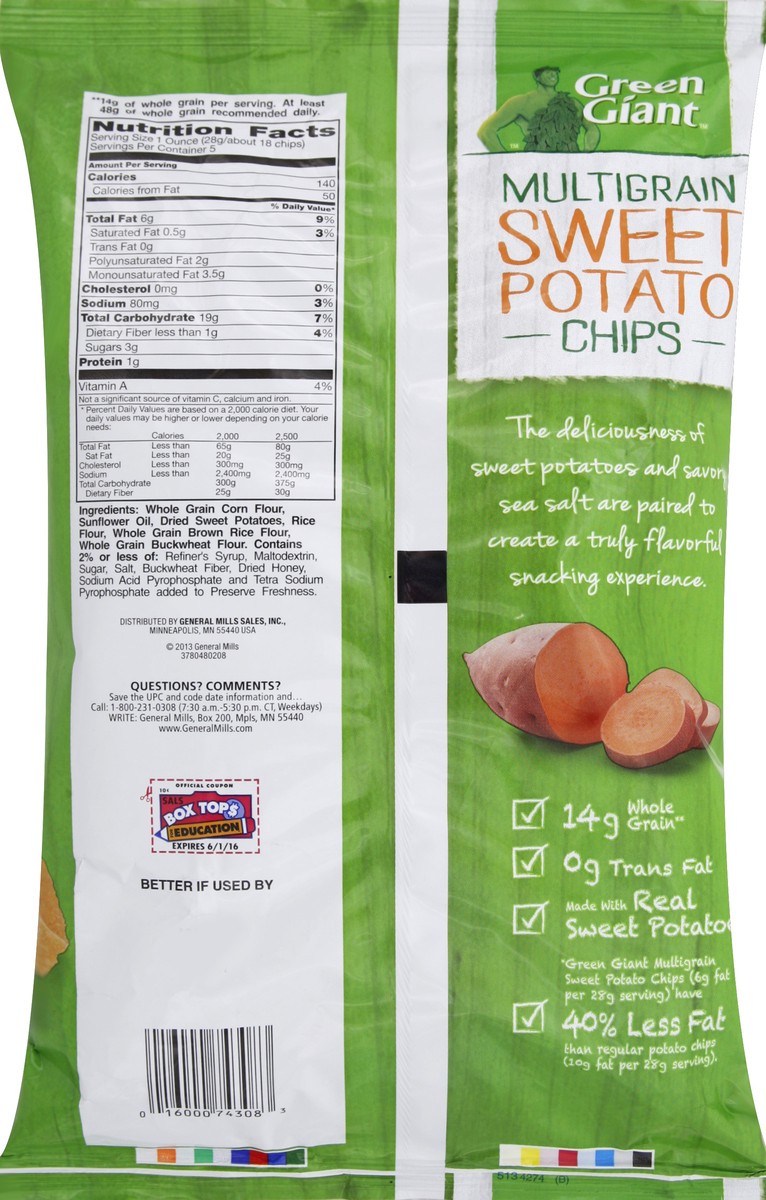 slide 6 of 7, Green Giant Sweet Potato Chips, Sea Salt, Multigrain, 5 oz