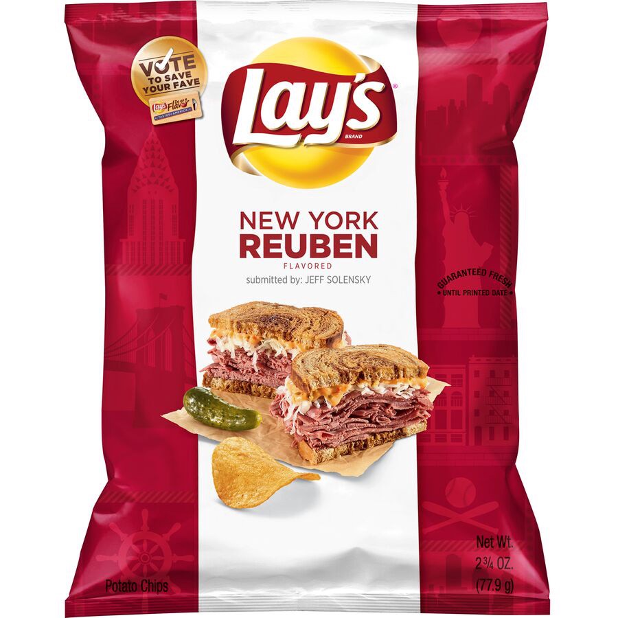 slide 1 of 3, Lay's New York Reuben Flavored Potato Chips 2.75 Ounce Plastic Bag, 2.75 oz