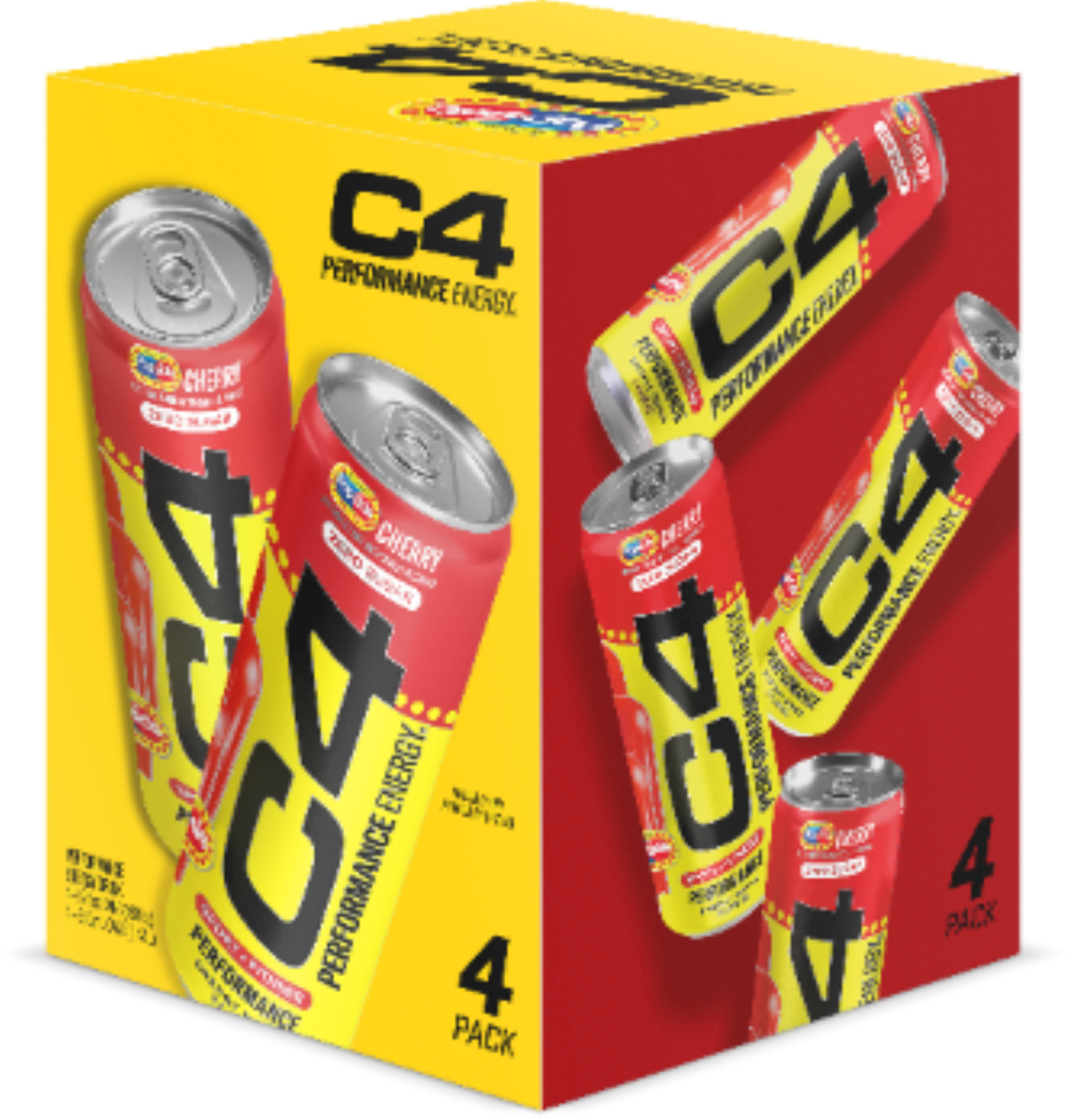 slide 1 of 1, C4 Sport Performance Energy Zero Sugar Cherry Energy Drink 4 - 12 fl oz Cans, 4 ct; 12 fl oz