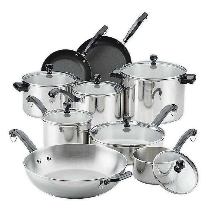 slide 1 of 9, Farberware Classic Series Stainless Steel Cookware Set, 16 ct