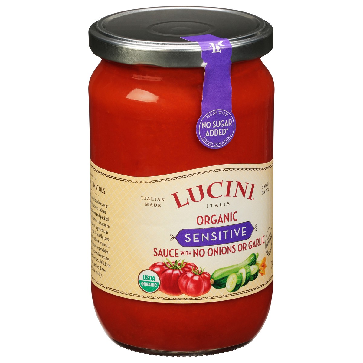 slide 6 of 13, Lucini Italia Organic Sensitive Sauce with No Onions or Garlic 24 oz, 24 oz