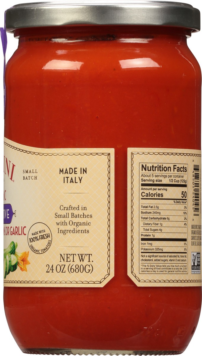 slide 8 of 13, Lucini Italia Organic Sensitive Sauce with No Onions or Garlic 24 oz, 24 oz