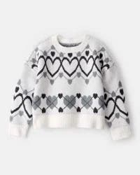 Carter's Girls Heart Sweater - White White 7