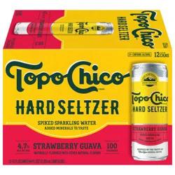 Topo Chico Hard Seltzer Strawberry Guava Beer, 12-pack, 12-oz beer cans, 4.7% ABV