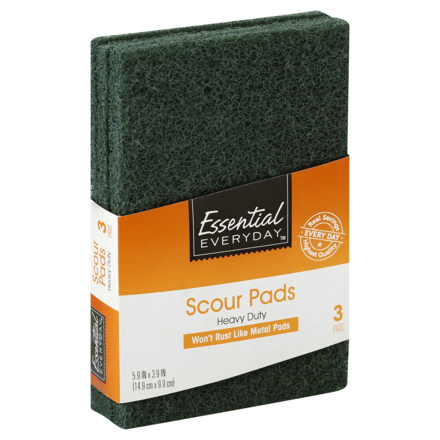 slide 1 of 1, Essential Everyday Scouring Pads, 3 ct