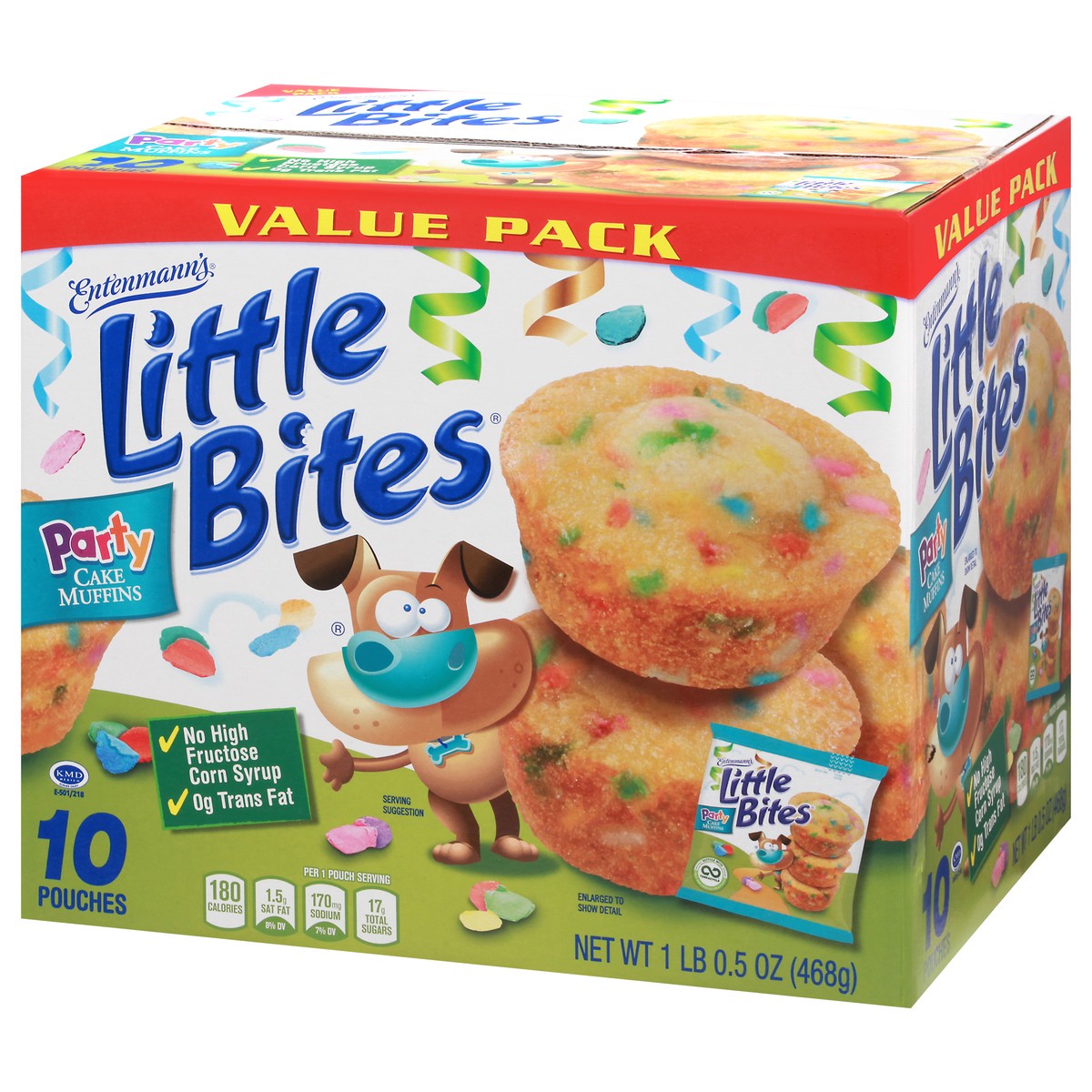slide 6 of 10, Entenmann's Little Bites Party Cake Mini Muffins, 10 pouches, 16.5 oz, 10 ct