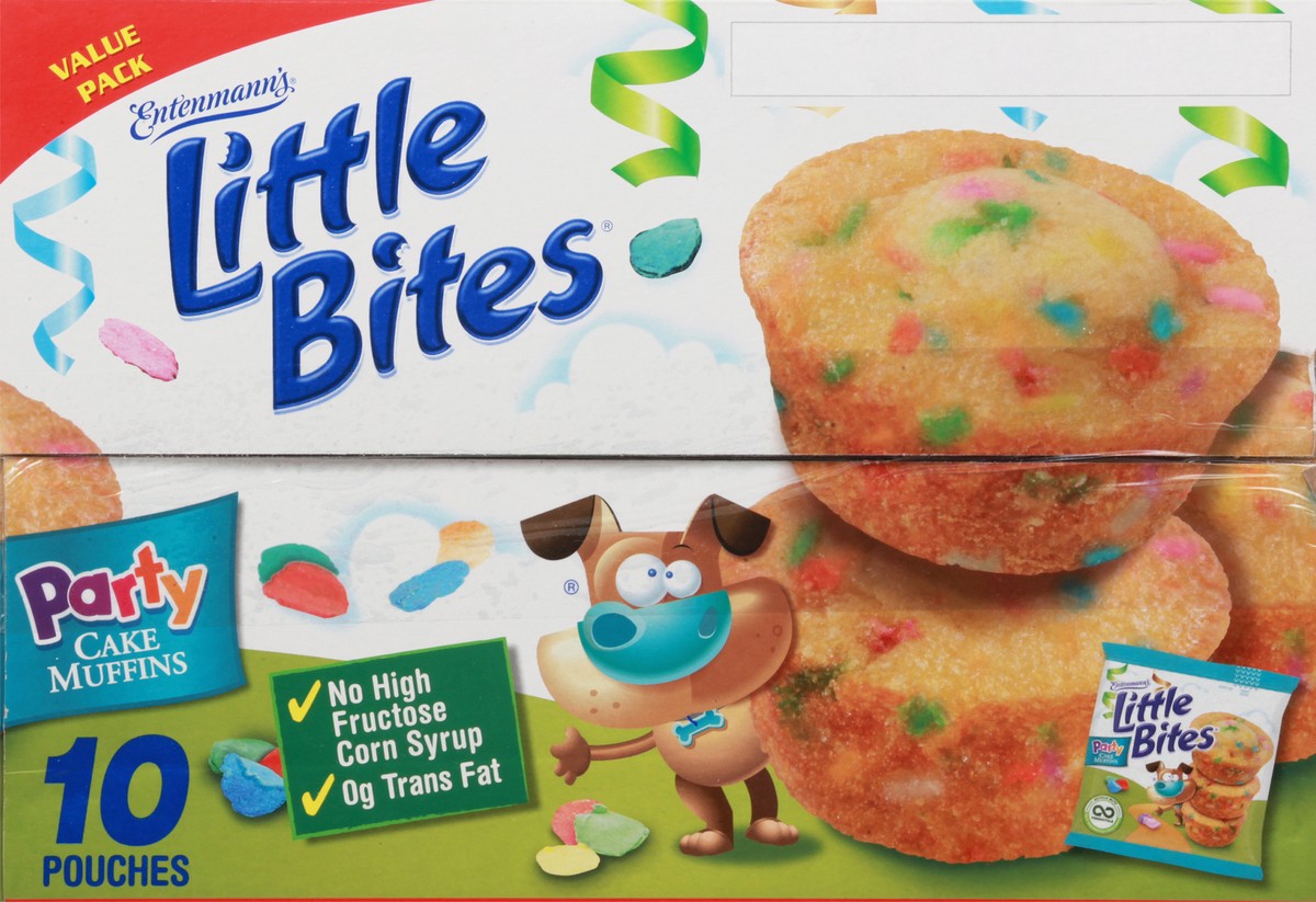 slide 9 of 10, Entenmann's Little Bites Party Cake Mini Muffins, 10 pouches, 16.5 oz, 10 ct