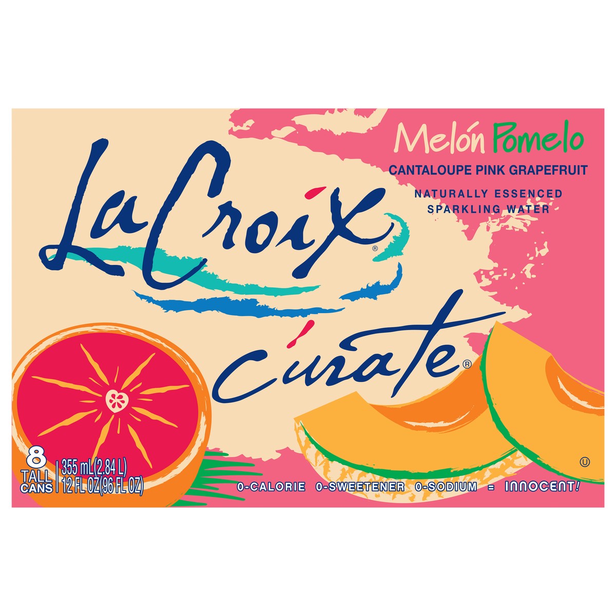 slide 1 of 1, La Croix Curate Melon Grapefruit Sparkling Water, 8 ct; 12 fl oz