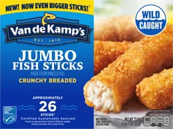 Van de Kamp's Crunchy Breaded Jumbo Fish Sticks, approx. 26 Sticks, 23 oz