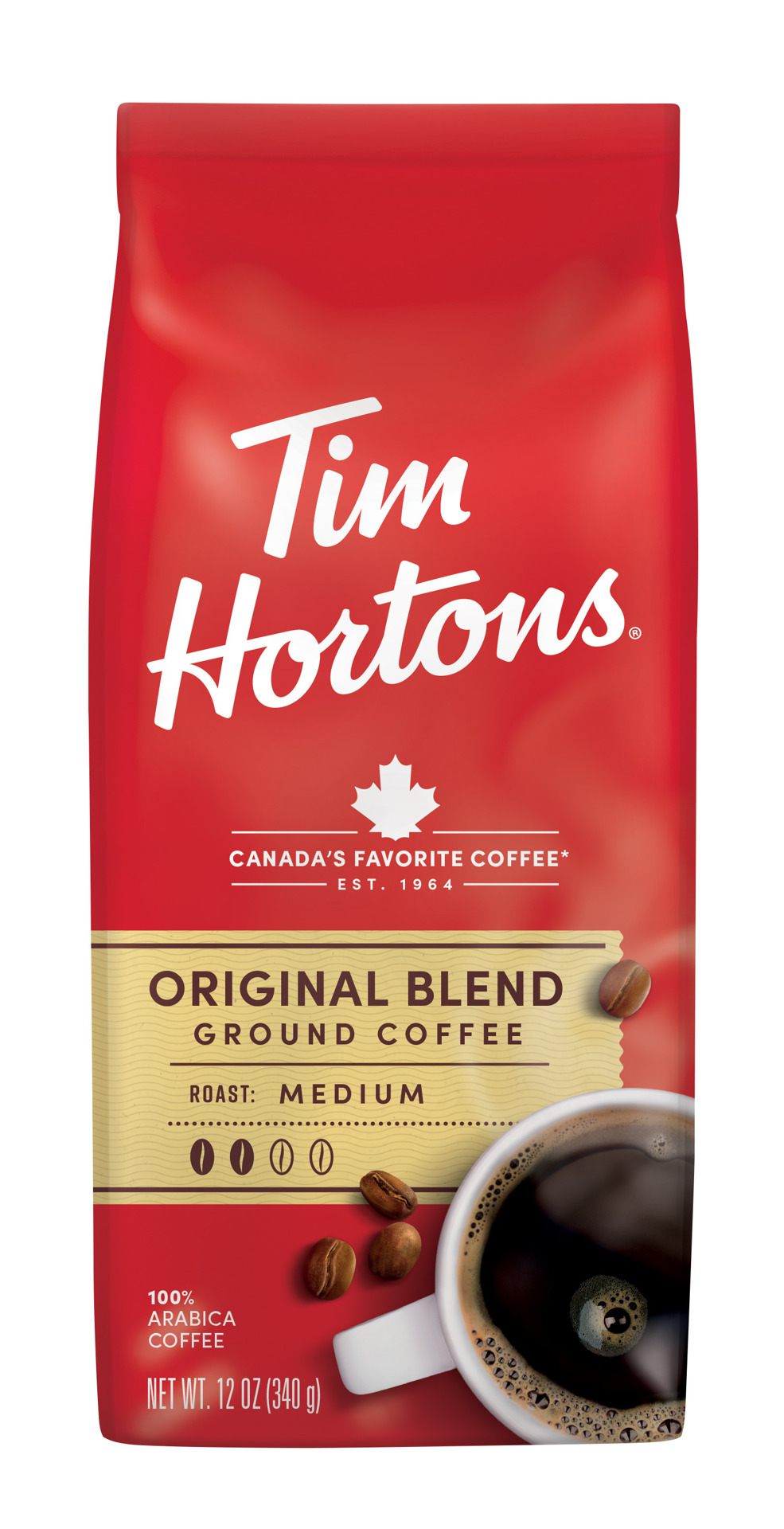 slide 1 of 4, Tim Hortons Ground Medium Roast Original Blend Coffee 12 oz, 12 oz