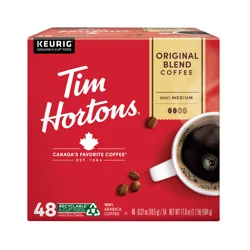 Tim Hortons 100% Arabica Medium Roast Original Blend Coffee 48 - 0.37 oz Pods