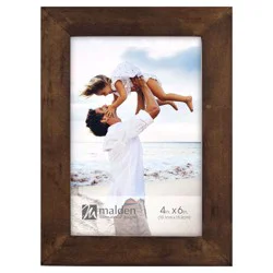 Malden T-Frame Linear Stonewash Walnut 4x6 Photo Frame