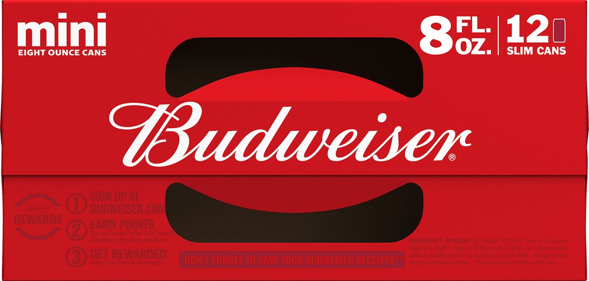 slide 6 of 8, Budweiser Mini Lager Beer 12 ea, 12 ct; 8 fl oz