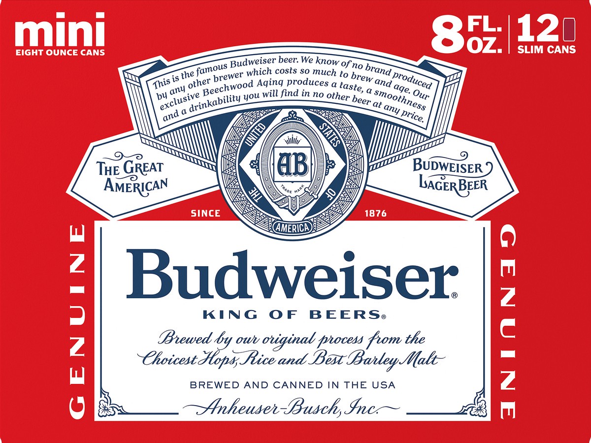 slide 8 of 8, Budweiser Mini Lager Beer 12 ea, 12 ct; 8 fl oz