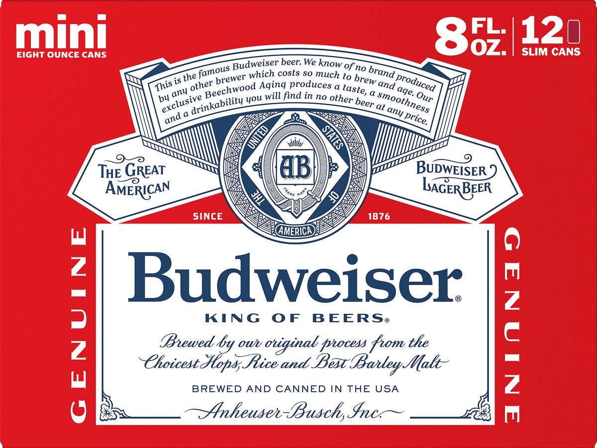 slide 3 of 8, Budweiser Mini Lager Beer 12 ea, 12 ct; 8 fl oz