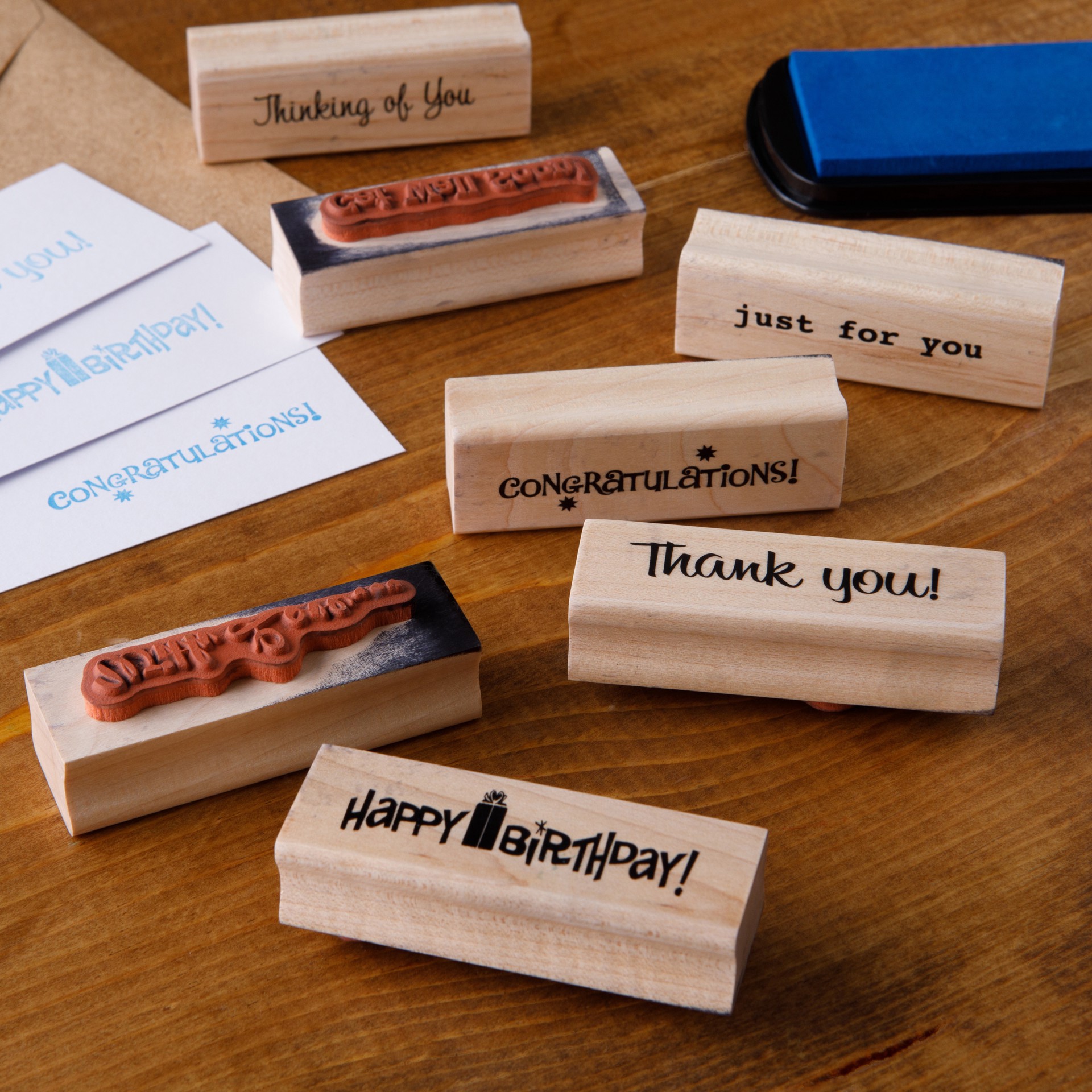 slide 5 of 5, Greetings Wood Stamp Set By Recollections, 1 ct