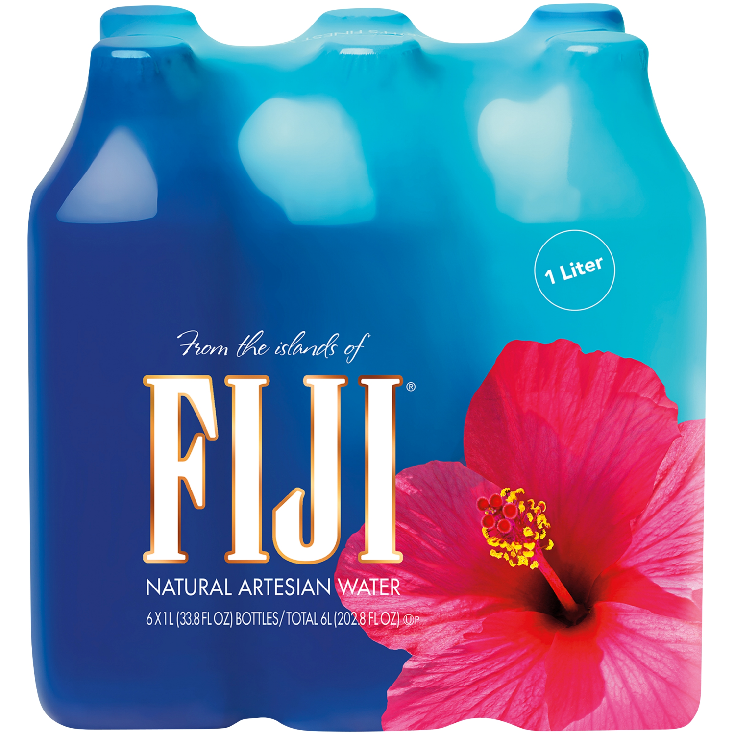 slide 1 of 1, Fiji Natural Artesian Bottled Water, 1 Liter / 33.8 Fl Oz (Pack of 6), 6 ct