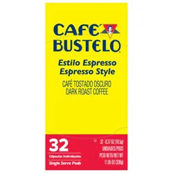 Café Bustelo Espresso Style, Dark Roast Coffee, Single Serve Pods, 32 Count
