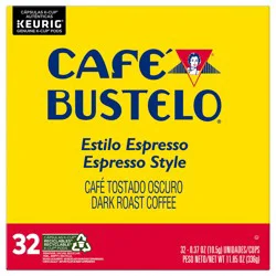 Café Bustelo Espresso Style, Dark Roast Coffee, Single Serve Pods, 32 Count