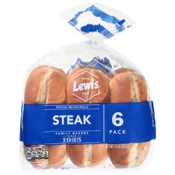 Lewis Bakeries White Steak Rolls, 15 oz, 6 Count
