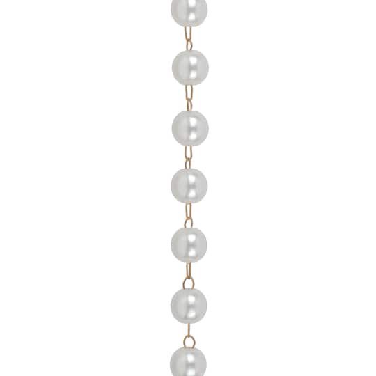 slide 1 of 2, 9.5" Gold & White Pearl Trucker Hat Chain By Make Market, 9.5 in