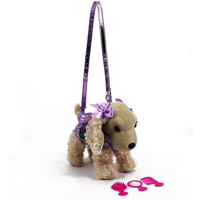 Poochie & Co Plush Dog Purse with Pink Sequins - Granith