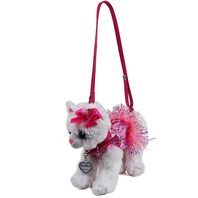 slide 3 of 4, Poochie and Co. Plush Tutu Cat Purse - White/Teal, 1 ct