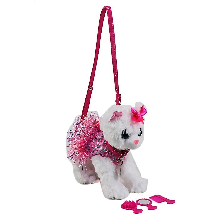 slide 1 of 4, Poochie and Co. Plush Tutu Cat Purse - White/Teal, 1 ct