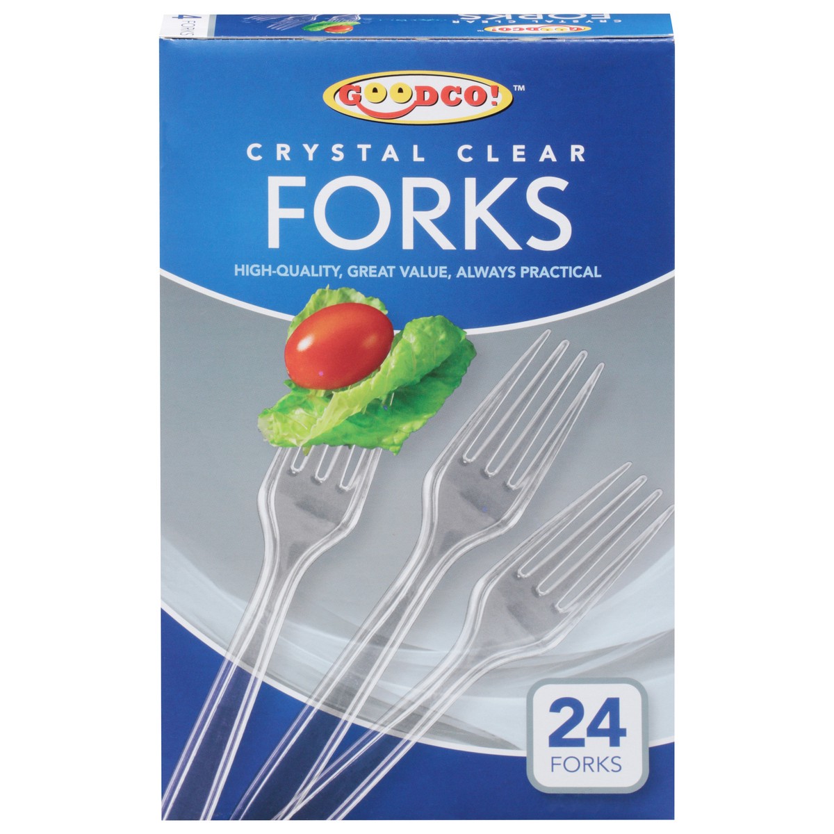 slide 1 of 11, GoodCo Crystal Clear Forks 24 ea, 24 ct