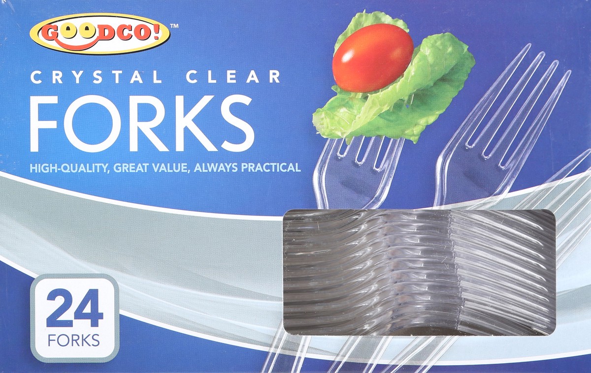 slide 11 of 11, GoodCo Crystal Clear Forks 24 ea, 24 ct